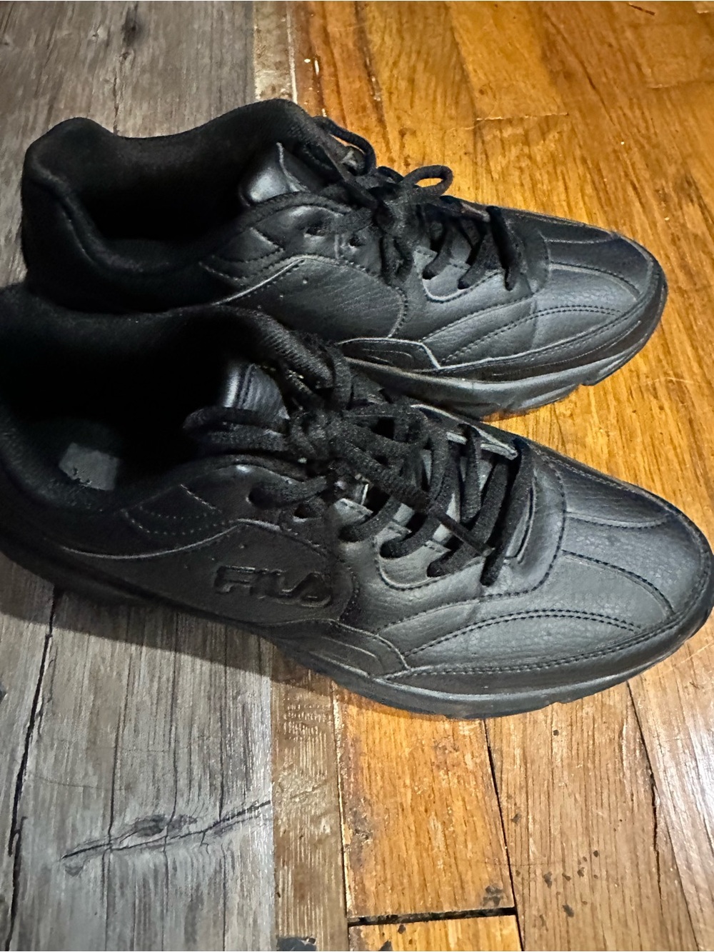 FILA women’s synthetic Black “Leather” Athletic Sneakers